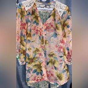 Women’s large floral button up